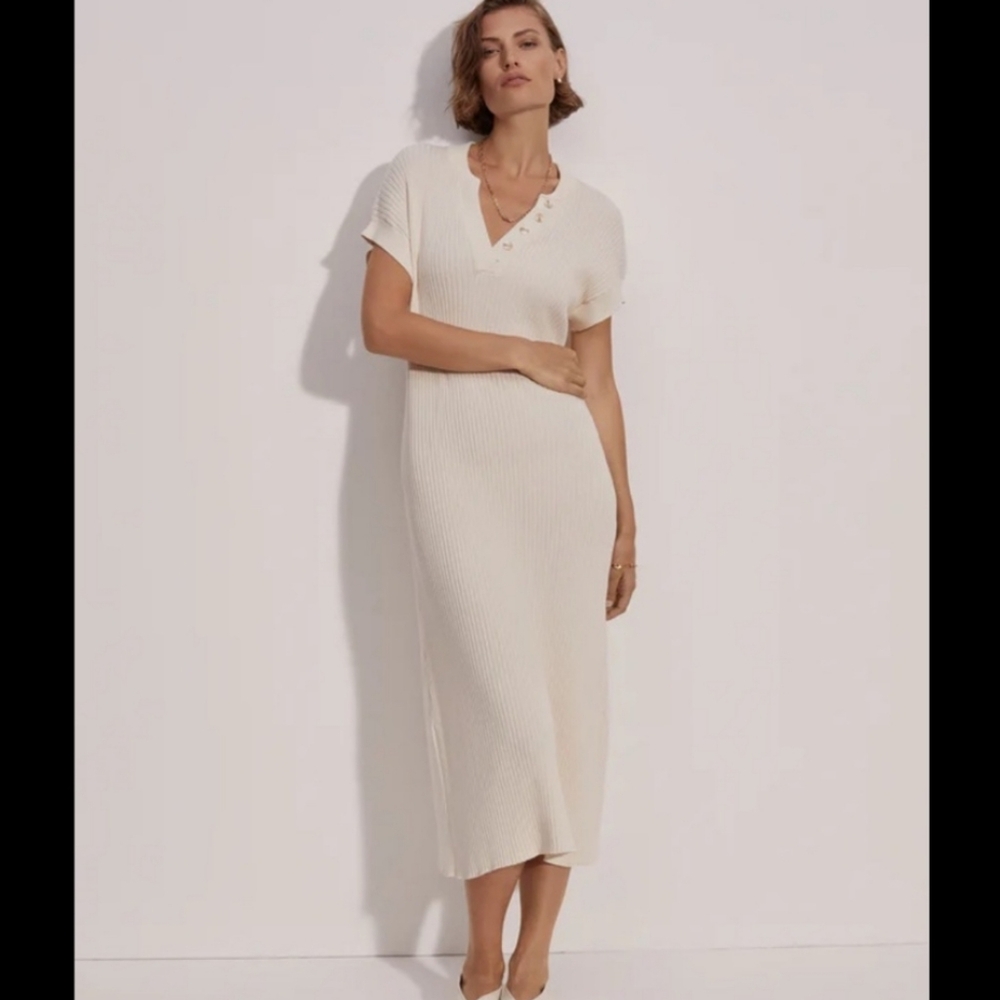 Varley Aria Knit Midi Dress Size Small Ribbed